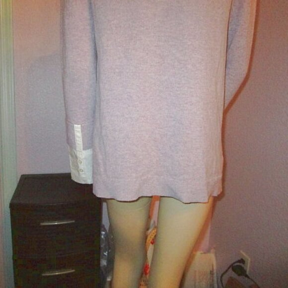 J Crew Wool Blend Sweater Size XS Layered Look V-Neck Lilac Tunic French Cuffs - Picture 9 of 10